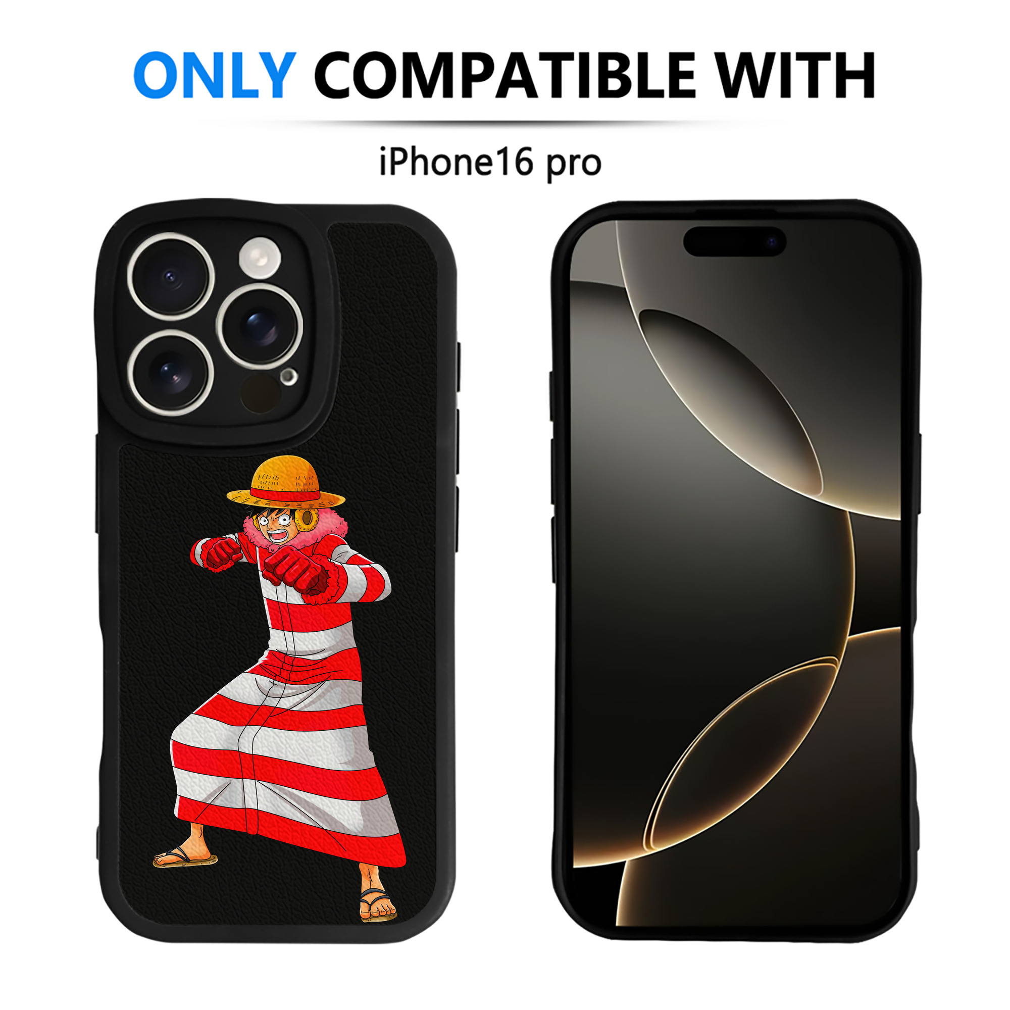 （画像用） ワンピース モンキー・D・ルフィ ONE PIECE Monkey D. Luffy 【iPhone 16シリーズ対応】シリコンスマホケース（レザー調） 材質：シリコン